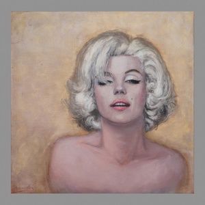 "Marilyn last sitting" , original painting, portrait ,oil on canvas 26"x26"